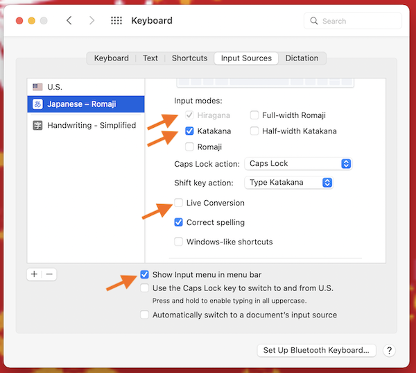 Monterey Japanese input preferences